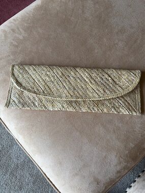 Straw Floral Lined Handbag Clutch